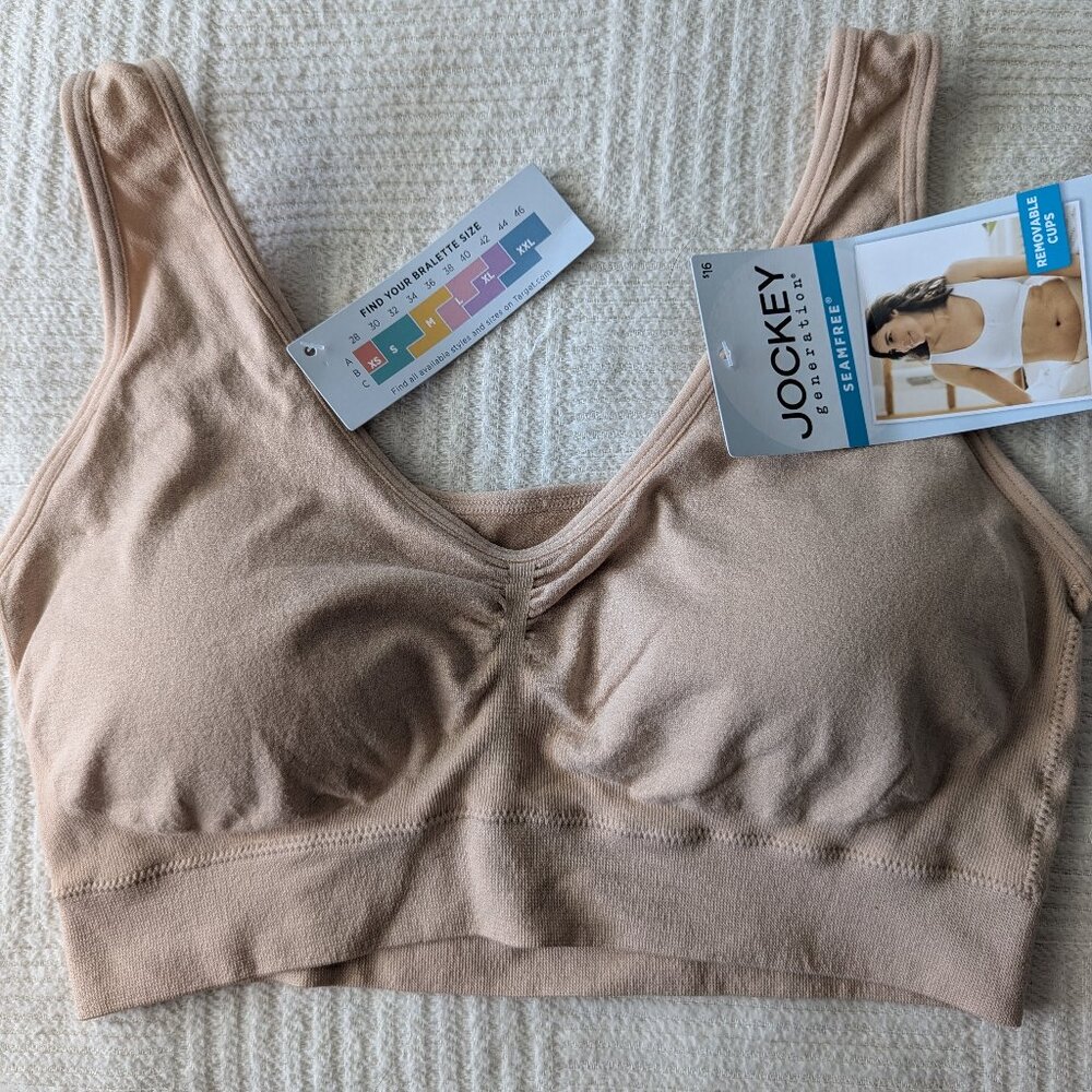 Jockey Beige/Nude Croptop Bralette - Size M - NWT - total comfort